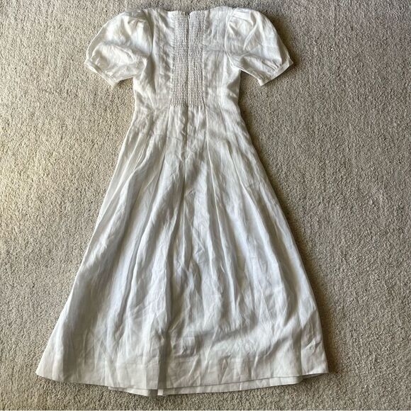 NEW Reformation Coucou Linen Midi Dress White Classic Pleated Size 6 - Picture 6 of 10